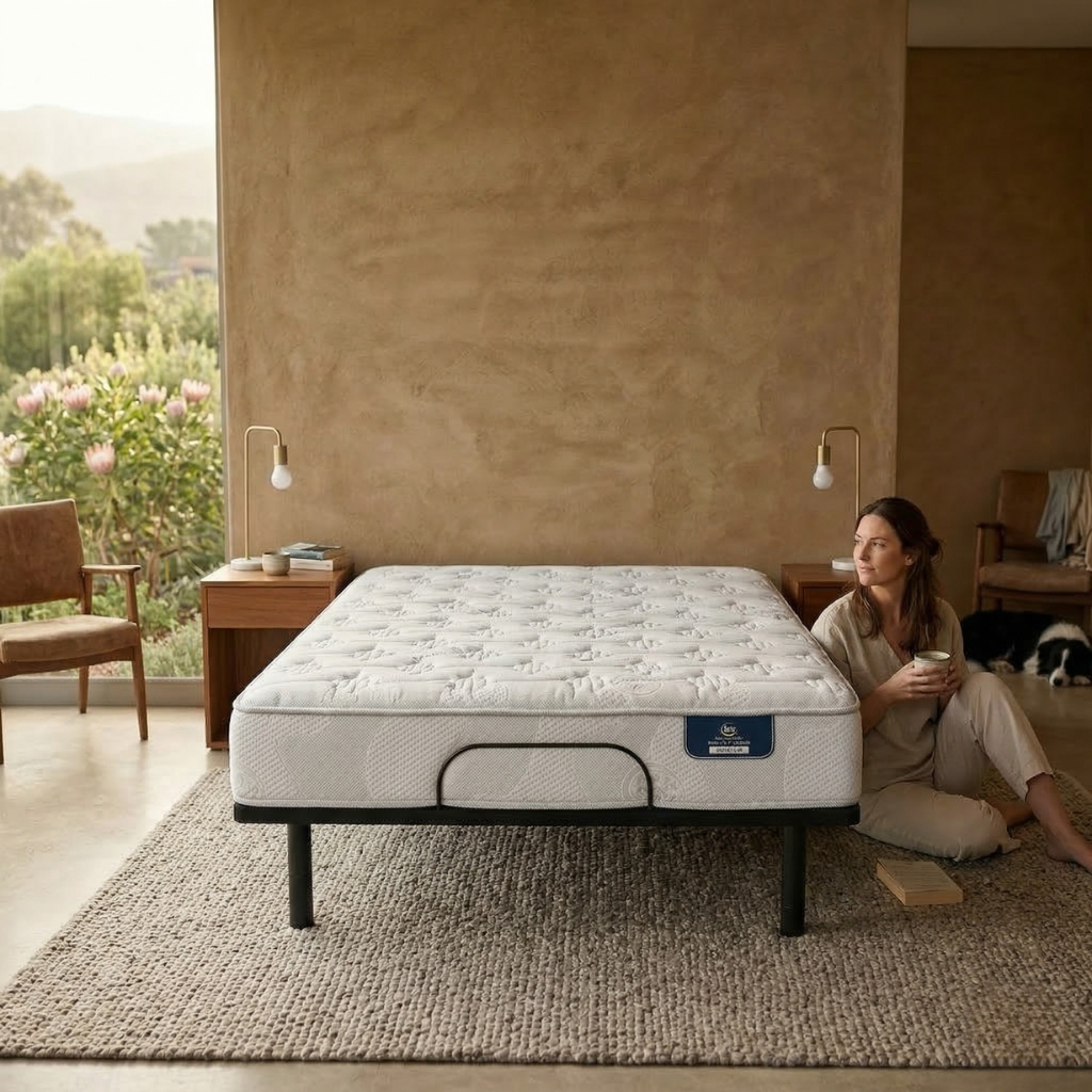 Dreamotion Adjustable Foundation And Serta Carina Mattress Set